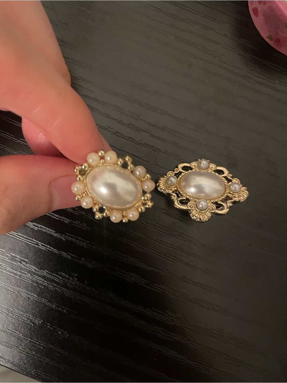 Pearl-Accent Gold Tone Brooch - White Pearlescent Center